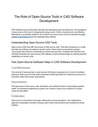 Prescient- The Role of Open-Source Tools in CAD Software Development