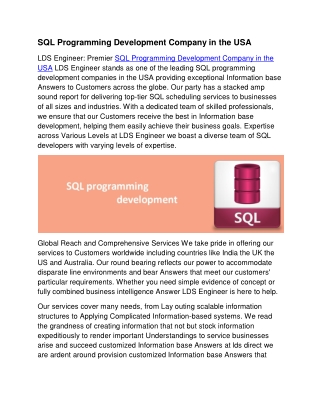 SQL Programming Development Company in the USA