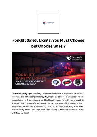 Choose Forklift Safety Lights Wisely