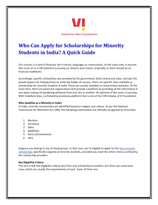 Who Can Apply for Scholarships for Minority Students in India A Quick Guide