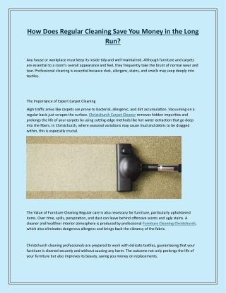 how does regular cleaning save you money
