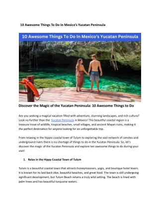 10 Awesome Things To Do In Mexico’s Yucatan Peninsula