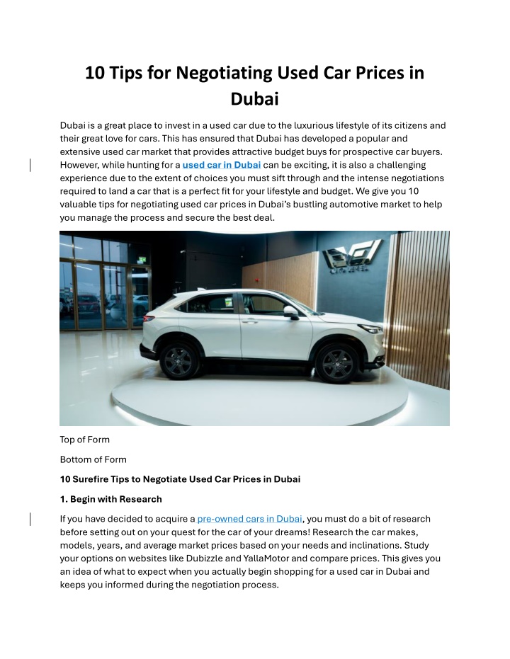 10 tips for negotiating used car prices in dubai