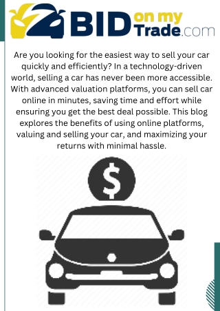 Sell Car Online Fast, Easy, and Hassle-Free Description