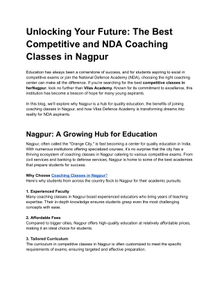 Competitive and NDA Coaching Classes in Nagpur