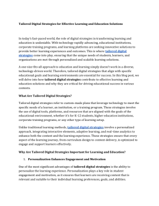 tailored digital strategies for effective
