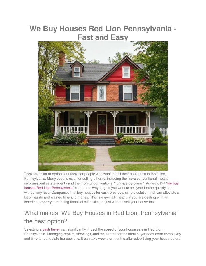 we buy houses red lion pennsylvania fast and easy