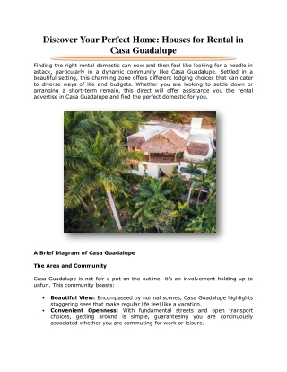 Discover Your Perfect Home: Houses for Rental in Casa Guadalupe