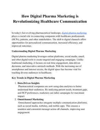 How Digital Pharma Marketing is Revolutionizing Healthcare Communication