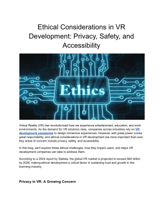 Ethical Considerations in VR Development