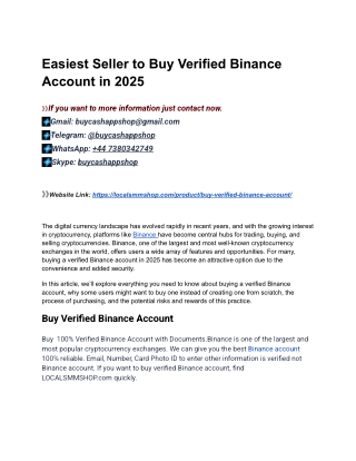 From The old Site in The New Year Buy Verified Binance Account