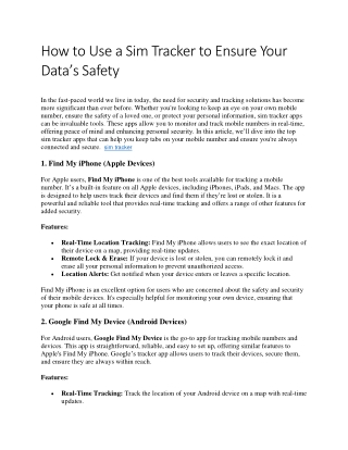how to use a sim tracker to ensure your data