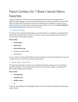 flavor combos for 7 brew s secret menu favorites