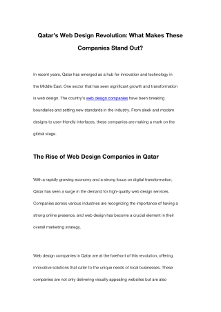 Qatar’s Web Design Revolution What Makes These Companies Stand Out