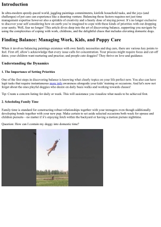 Managing work, kids, and puppy care: Finding balance