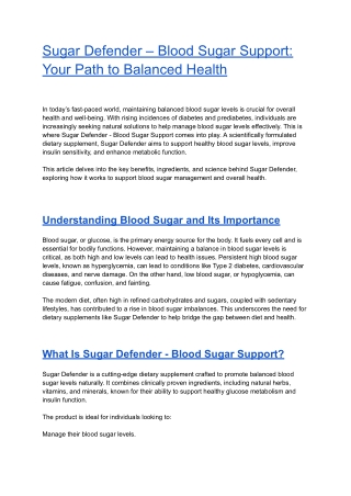 sugar defender blood sugar support your path