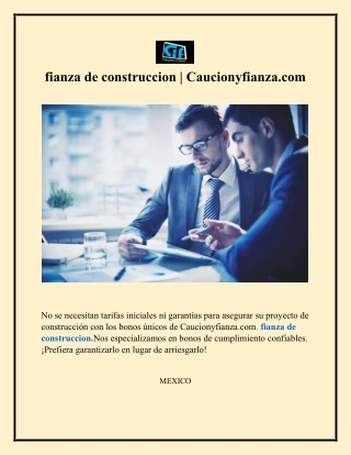 fianza de construccion Caucionyfianza.com