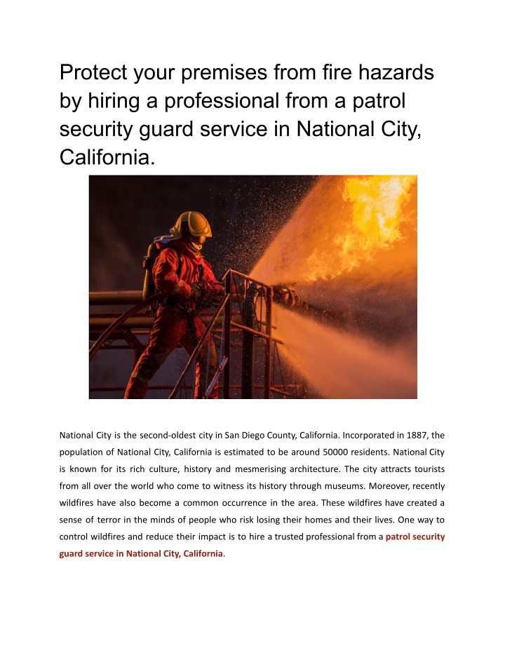 protect your premises from fire hazards by hiring