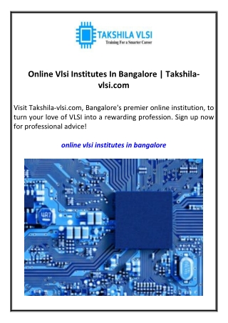online vlsi institutes in bangalore takshila vlsi