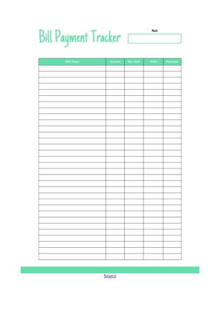 Bills tracker for printing