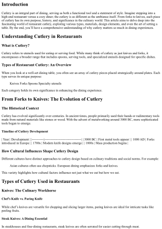 From Forks to Knives: Understanding the Different Types of Restaurant Cutlery