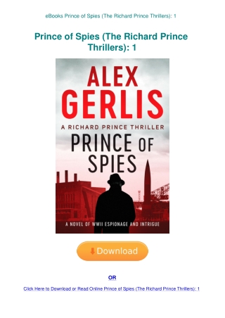 eBooks Prince of Spies (The Richard Prince Thrillers) 1