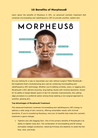 10 Benefits of Morpheus8