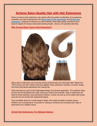 Achieve Salon-Quality Hair with Hair Extensions