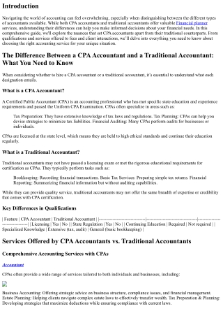 The Difference Between a CPA Accountant and a Traditional Accountant: What You N