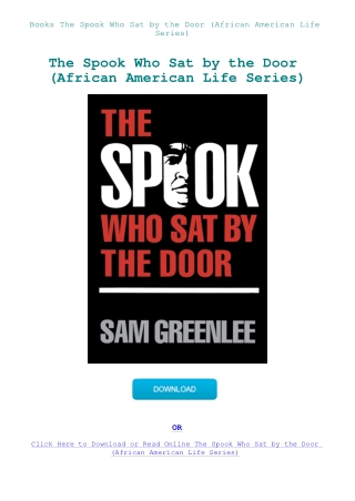 Books The Spook Who Sat by the Door (African American Life Series)