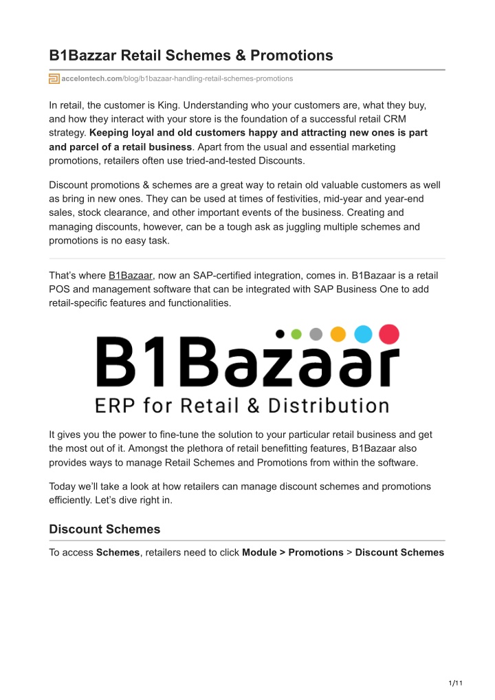 b1bazzar retail schemes promotions