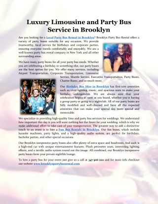 Luxury Limousine and Party Bus Service in Brooklyn