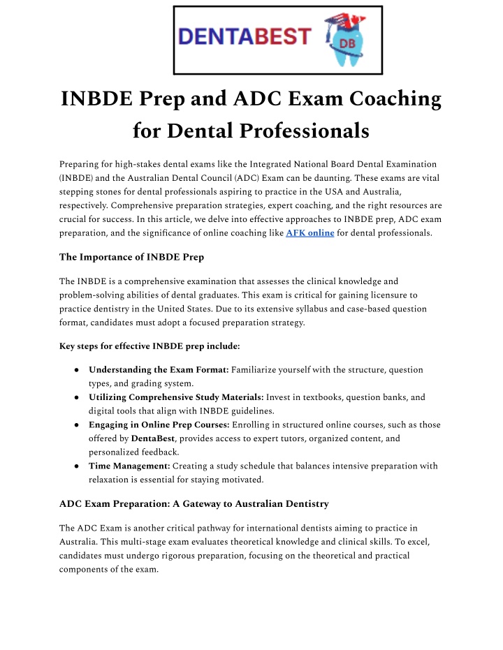 inbde prep and adc exam coaching for dental