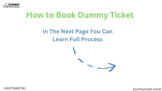 Dummy Ticket PDF | How to Book Dummy ticket