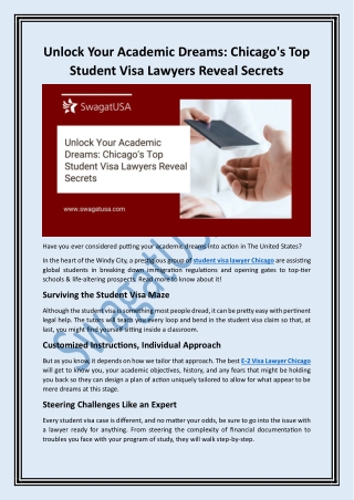 Unlock Your Academic Dreams: Chicago's Top Student Visa Lawyers Reveal Secrets