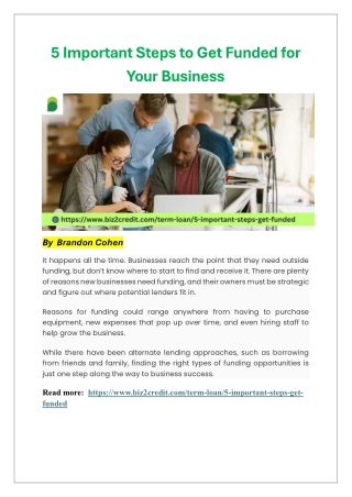 5 important steps to get funded for your business