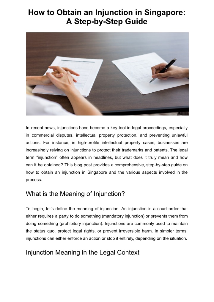 how to obtain an injunction in singapore a step