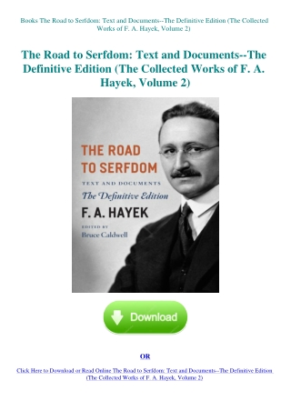 Books The Road to Serfdom Text and Documents--The Definitive Edition (The Collected Works of F. A. H