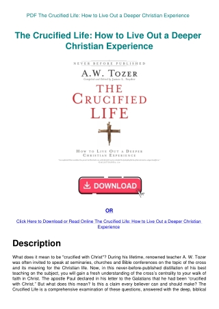 PDF The Crucified Life How to Live Out a Deeper Christian Experience