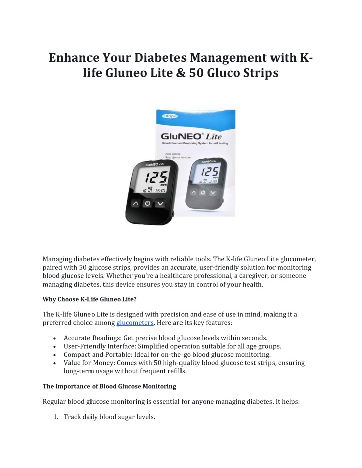 enhance your diabetes management with k life