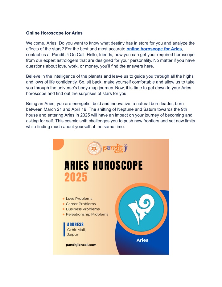 online horoscope for aries