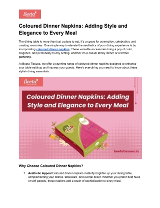 coloured dinner napkins adding style and elegance