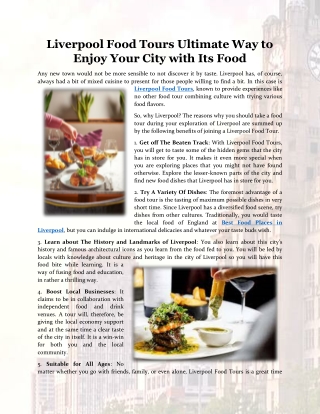 Liverpool Food Tours Ultimate Way to Enjoy Your City with Its Food