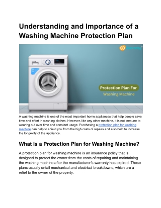 understanding and importance of a washing machine