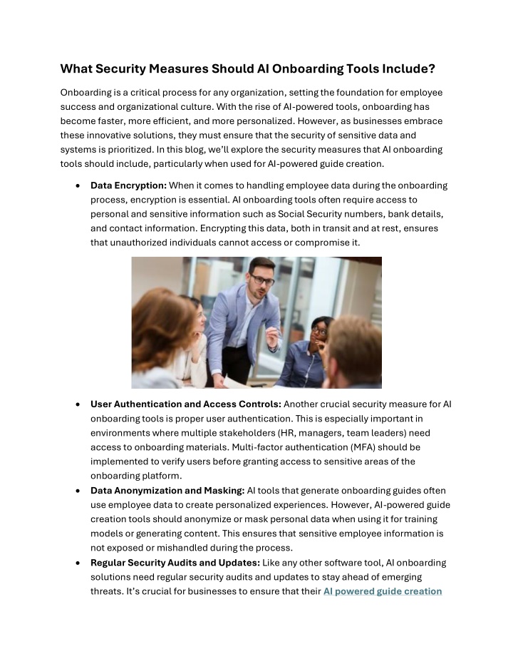what security measures should ai onboarding tools