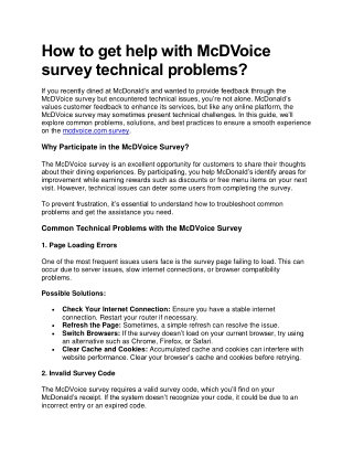 How to get help with McDVoice survey technical problems (1)