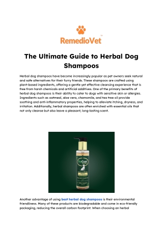 The Ultimate Guide to Herbal Dog Shampoos