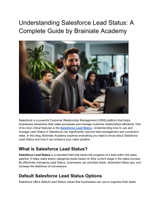 Understanding Salesforce Lead Status_ A Complete Guide by Brainiate Academy