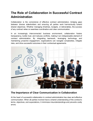 The Role of Collaboration in Successful Contract Administration