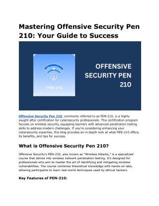 mastering offensive security pen 210 your guide